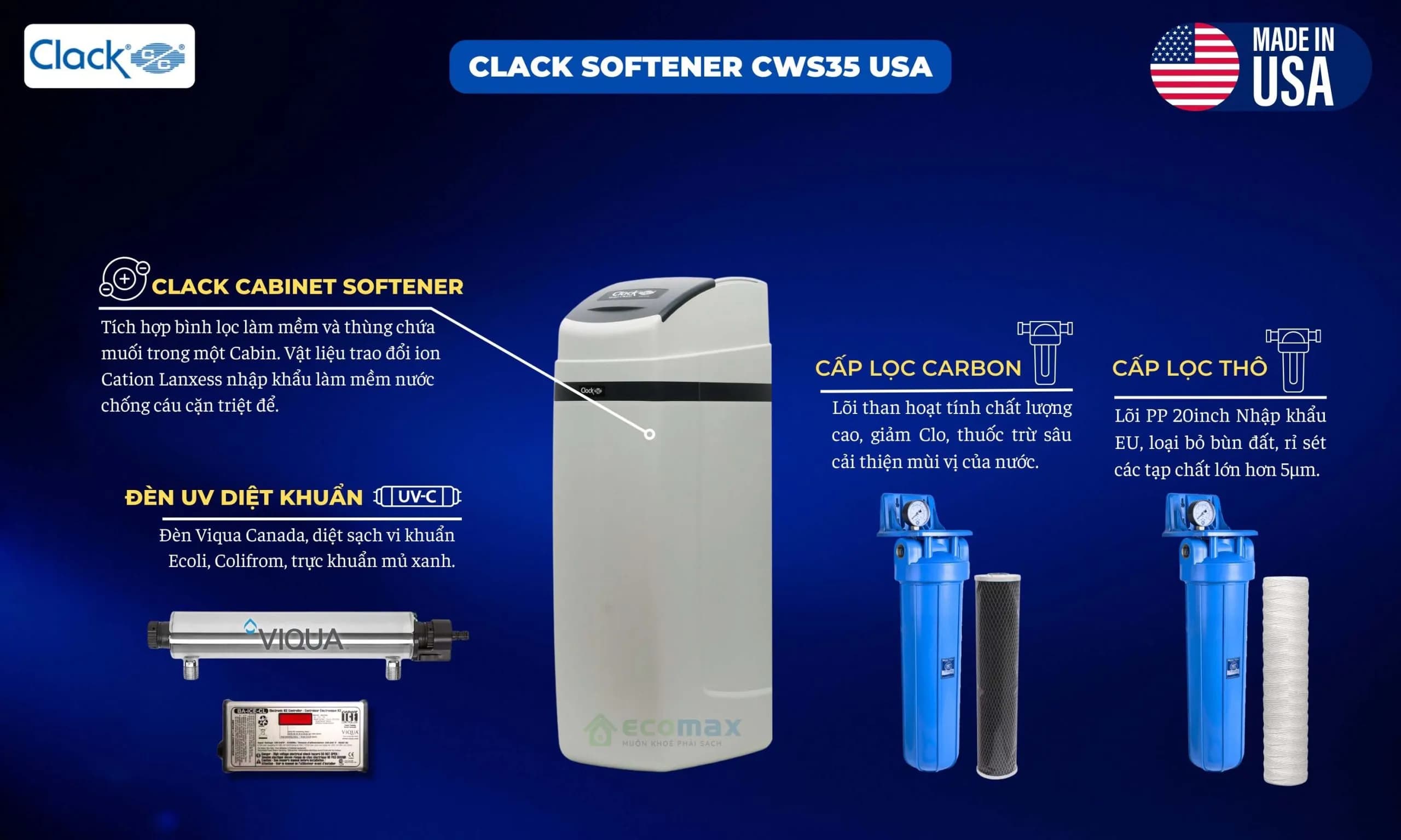Hệ thống làm mềm nước Clack Softener CWS35 nhập khẩu Mỹ