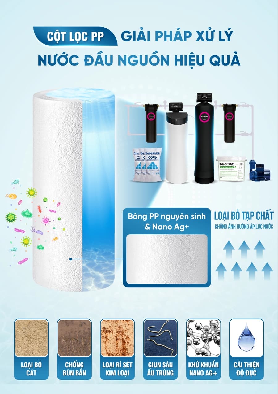 Lọc thô bằng cột lọc PP