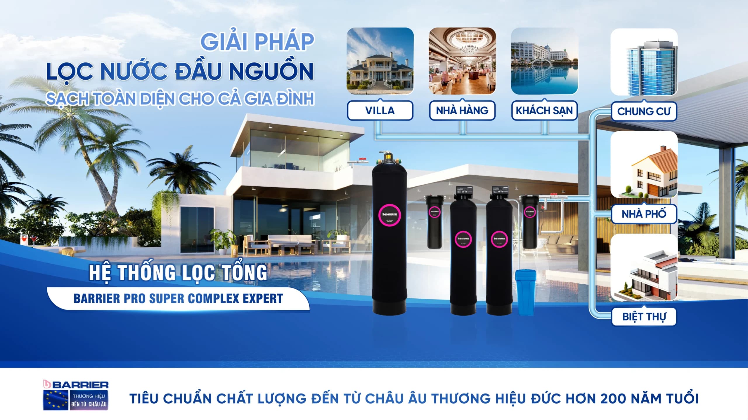 Hệ thống lọc tổng đầu nguồn BARRIER Pro Super Complex Expert phù hợp với biệt thự, dinh thự