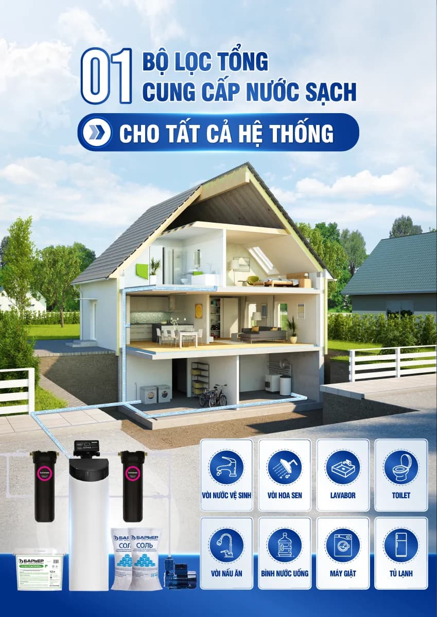 Hệ thống lọc tổng đâuì nguồn có thể loại bỏ kim loại nặng