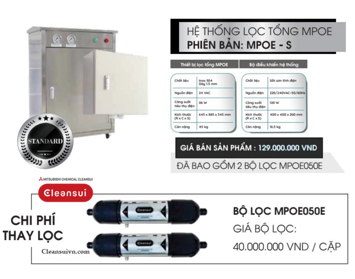 Thông số kỹ thuật của Cleansui MPOE-S
