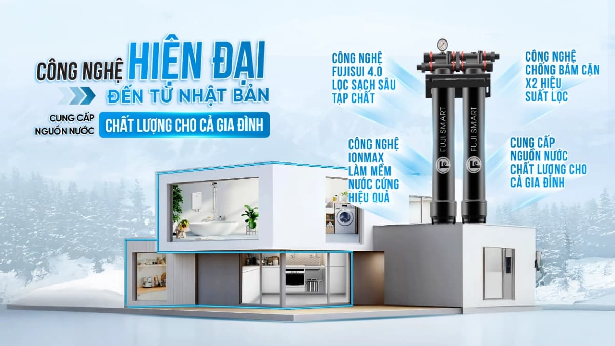 Hệ thống lọc tổng đầu nguồn Fuji Smart APT200 sở hữu nhiều công nghệ hiện đại giúp loại bỏ các chất độc hại