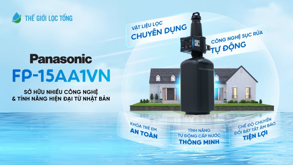 Toàn bộ nước sinh hoạt, từ nước tắm, nước giặt, nước rửa tay, nước cho bình nóng lạnh, máy giặt, máy rửa bát… đều được đi qua máy lọc tổng trước khi sử dụng.