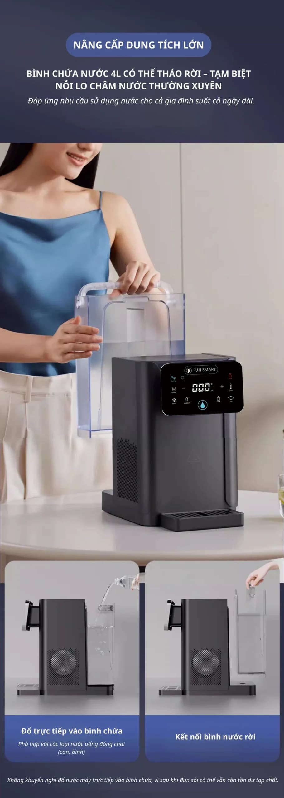 Bình chứa nước dung tích 4 lít đáp ứng tốt nhu cầu sử dụng hàng ngày