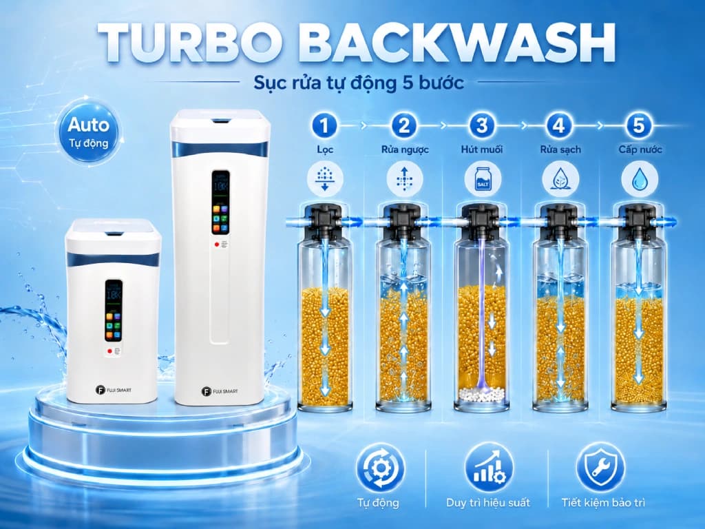 Fuji Smart Super Softener SERIES được trang bị công nghệ tự động sục rửa