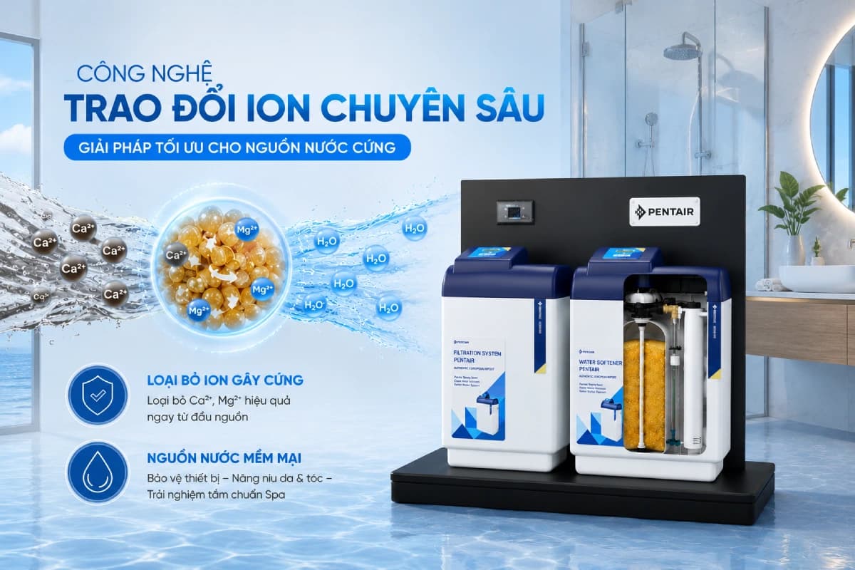 hệ thống lọc tổng pentair softena cs midi sở hữu công nghệ trao đổi ion chuyên sâu
