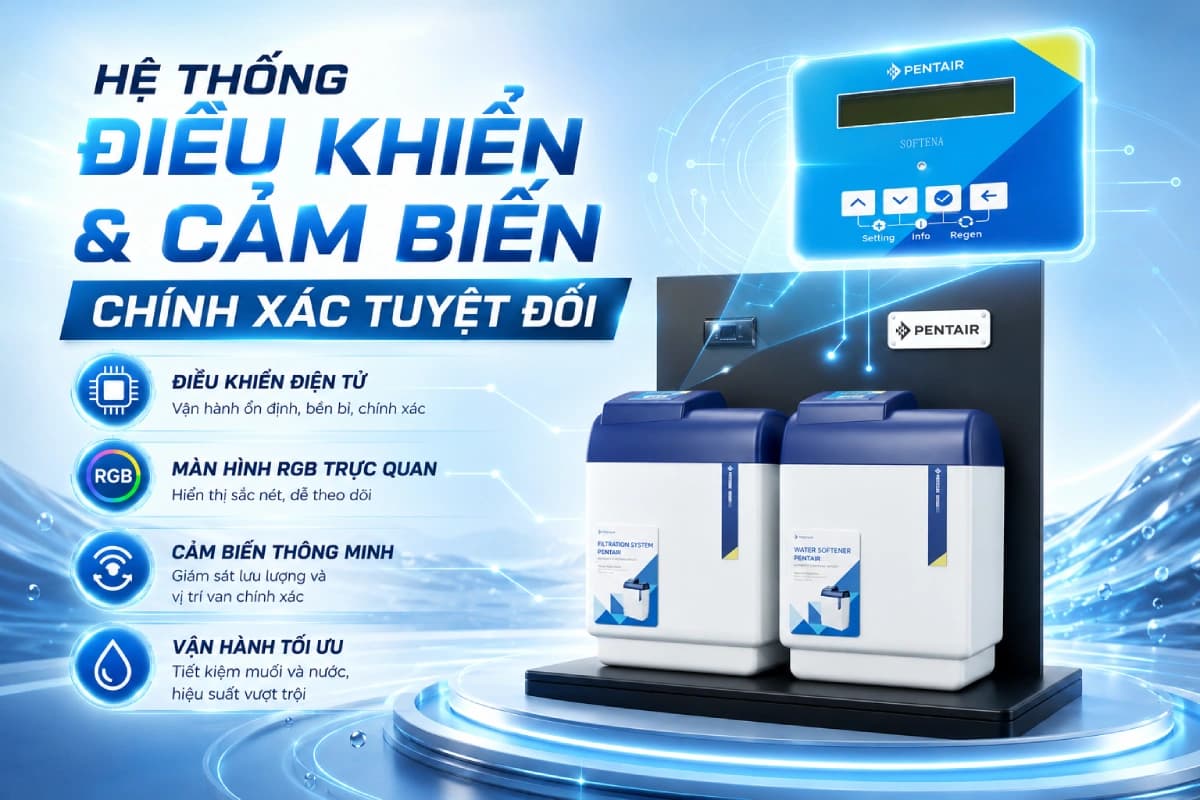 Màn hình cảm biến của hệ thống lọc tổng pentair softena cs midi