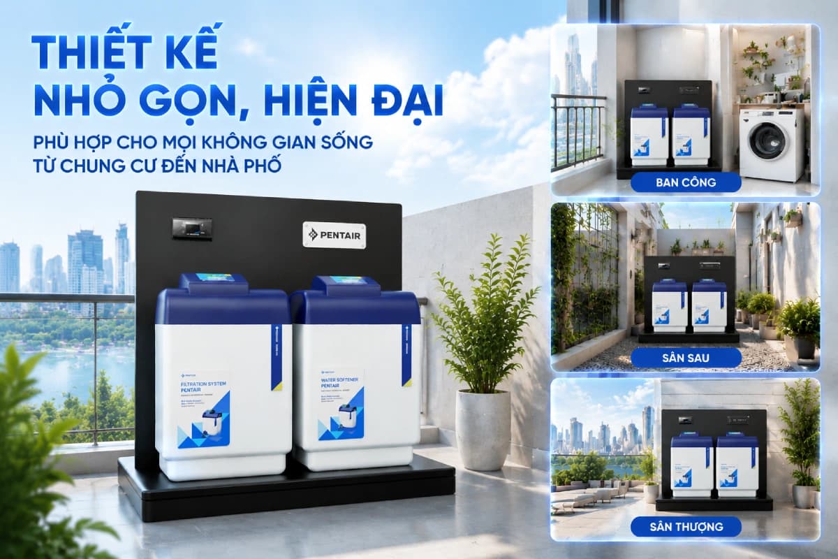 hệ thống lọc tổng pentair softena smart cs midi sở hữu thiết kế nhỏ gọn phù hợp với mọi không gian sống