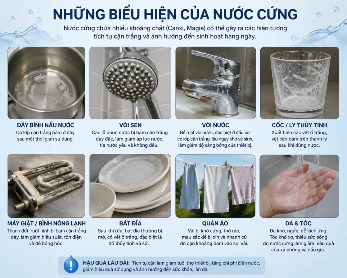 Những biểu hiện của nước cứng