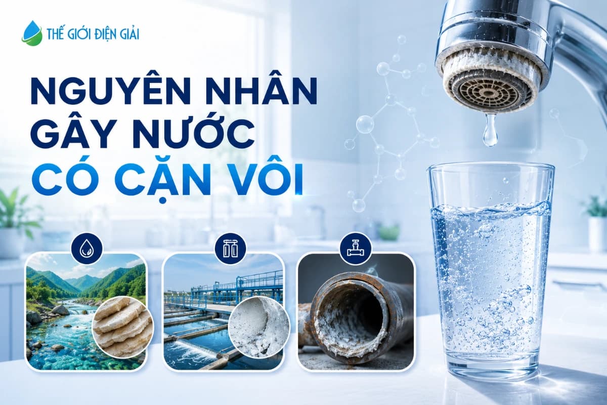 Nguyên nhân gây nước có cặn vôi: Địa chất, nước máy chưa được làm mềm, đường ống nước lâu năm
