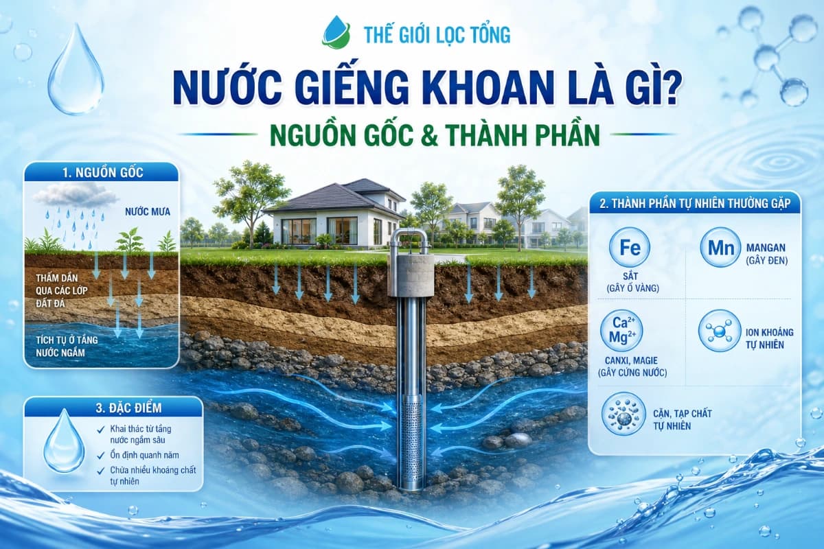 Tìm hiểu nguồn gốc và thành phần của nước giếng khoan