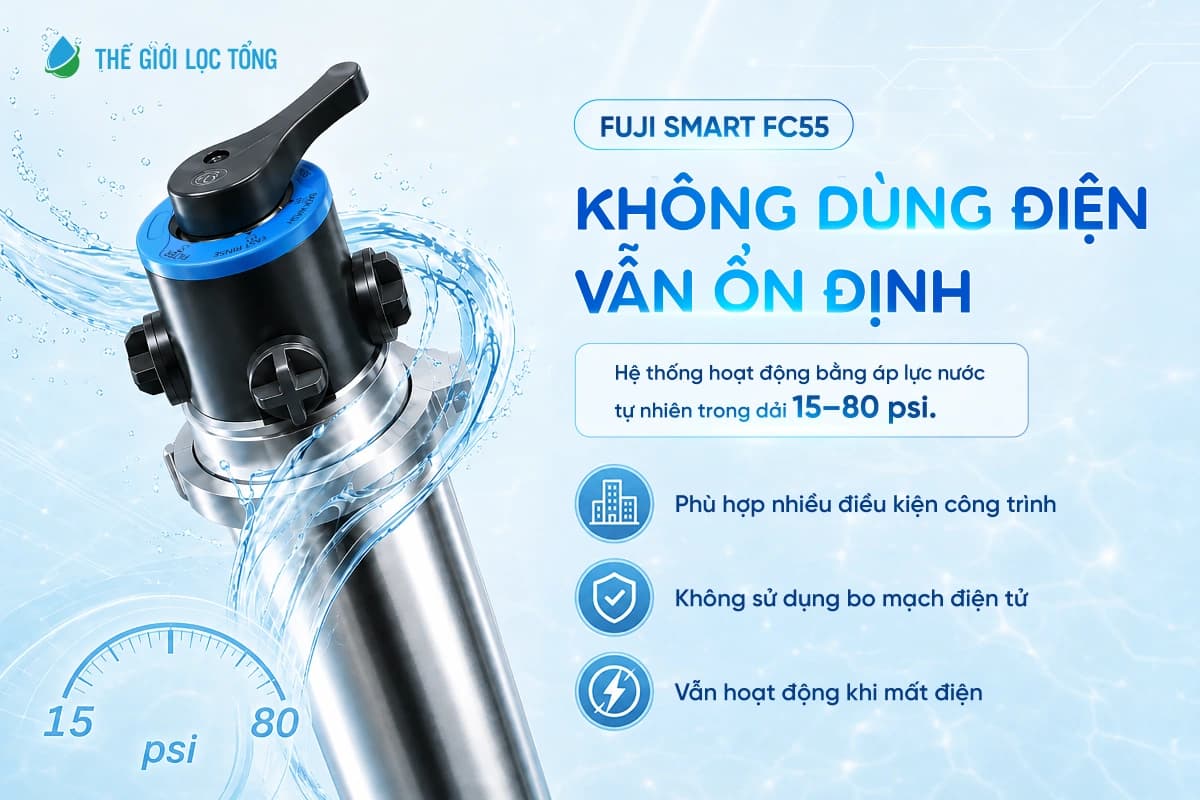 Hệ thống lọc tổng Fuji Smart FC55 vận hành không cần điện
