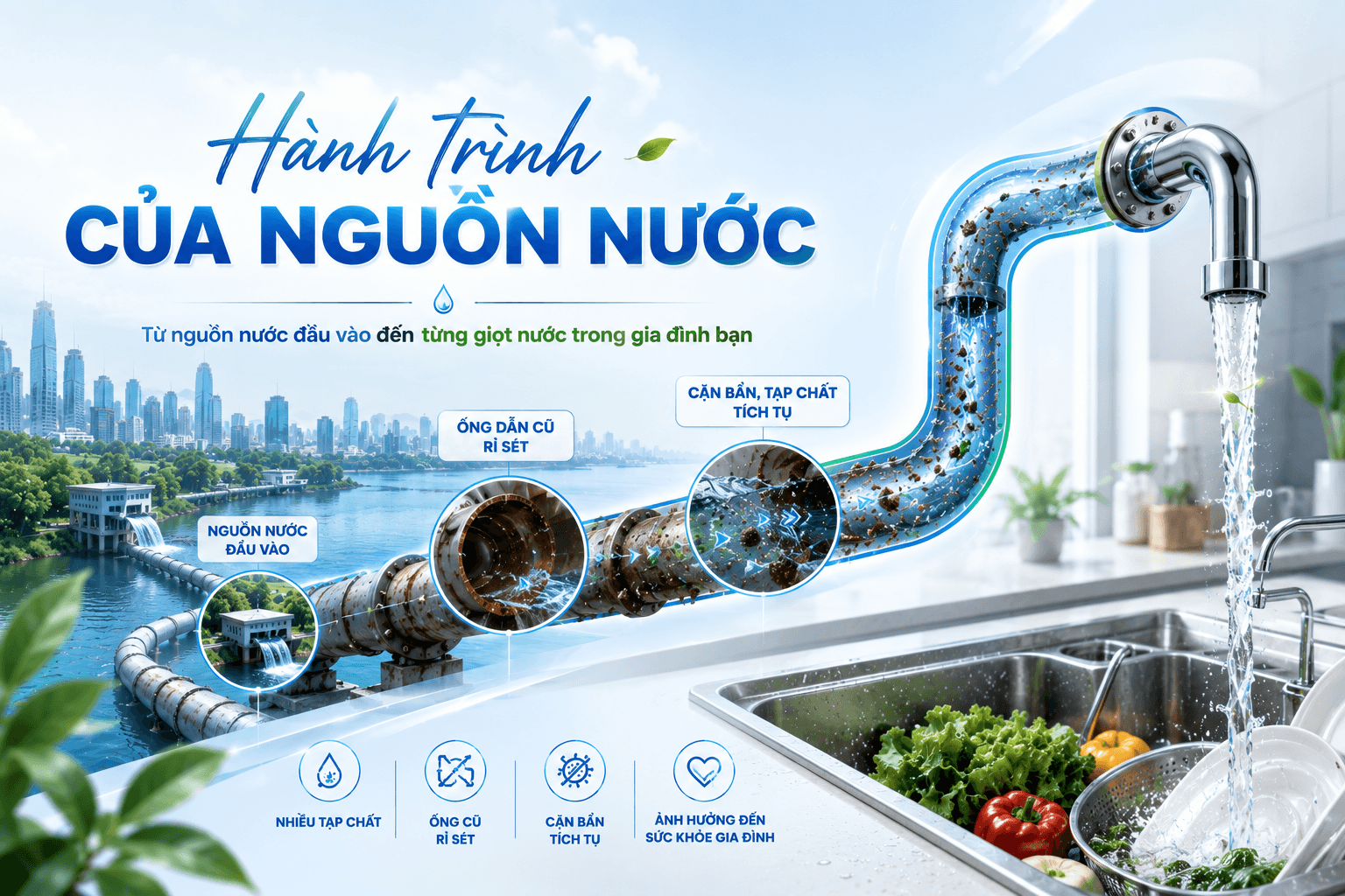 Thực trạng nấu ăn bằng nước máy