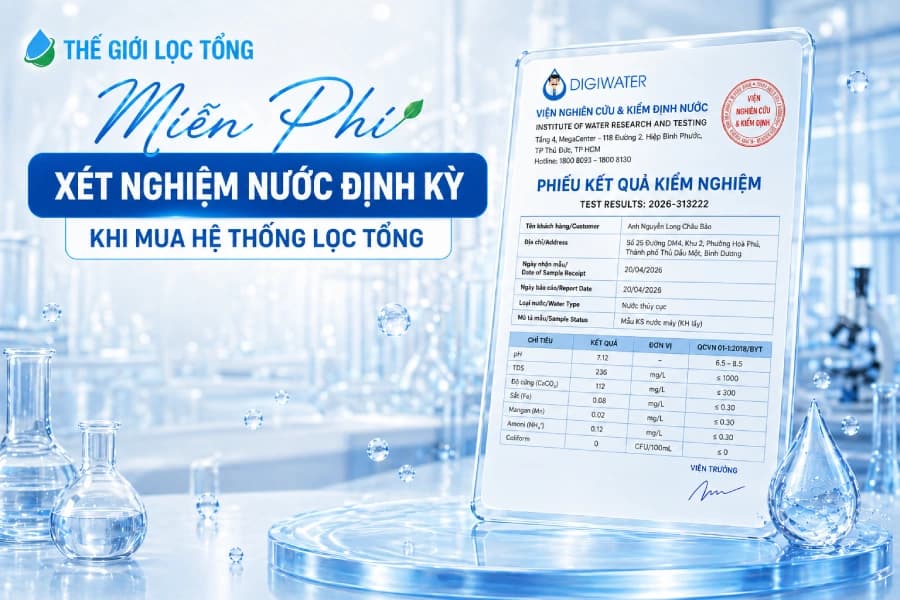 Dịch vụ xét nghiệm nước miễn phí tại Thế Giới Lọc Tổng