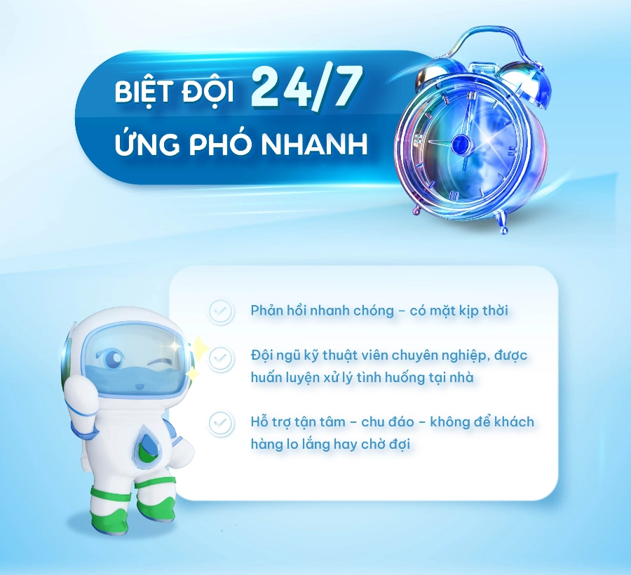 Kỹ thuật viên được đào tạo bài bản, có nhiều kinh nghiệm trong ngành hàng lọc tổng đầu nguồn