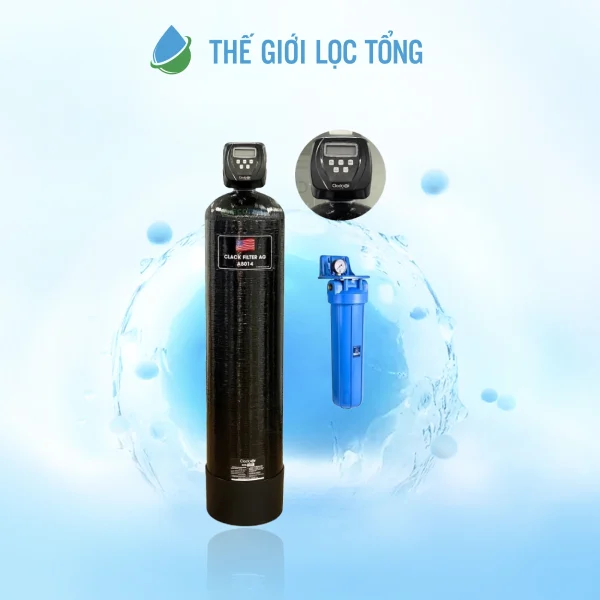 Hệ thống lọc tổng Clack 1354 CI-01 Media phù hợp cho biệt thự, giúp lọc kim loại nặng và cặn huyền phù