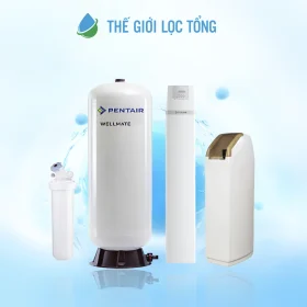 Hệ thống lọc tổng đầu nguồn Pentair Riversoft POE với bình áp Buffer Tank cho nhà phố, chung cư diện tích lớn
