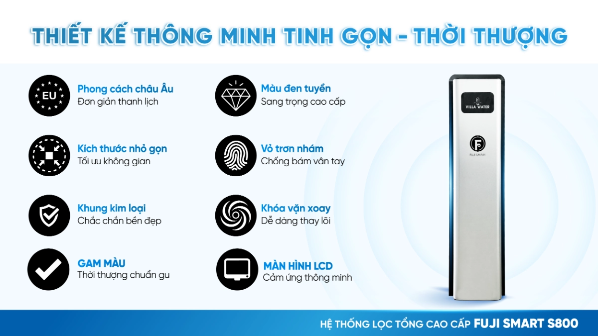 Hệ thống lọc tổng cao cấp Fuji Smart S400 có thiết kế sang trọng như một món đồ nội thất