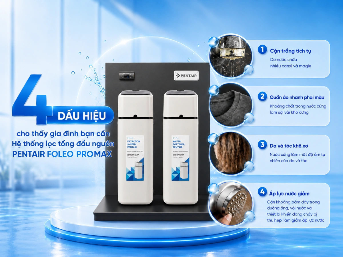 04 dấu hiệu nên lắp đặt hệ thống lọc tổng Pentair Foleo Pro Max
