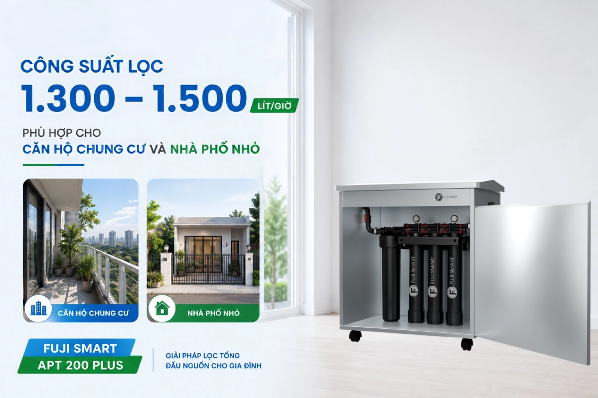 Hệ thống lọc nước đầu nguồn Fuji Smart APT 200 Plus - Thương hiệu Nhật Bản 9 Công suất lọc của hệ thống lọc tổng Fuji Smart APT 200 Plus