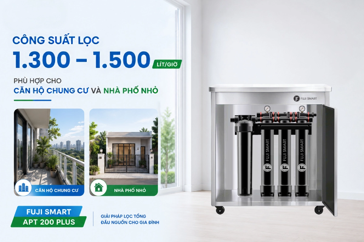 Hệ thống lọc nước đầu nguồn Fuji Smart APT200 Plus - Thương hiệu Nhật Bản 9 Công suất lọc của hệ thống lọc tổng Fuji Smart APT200 Plus