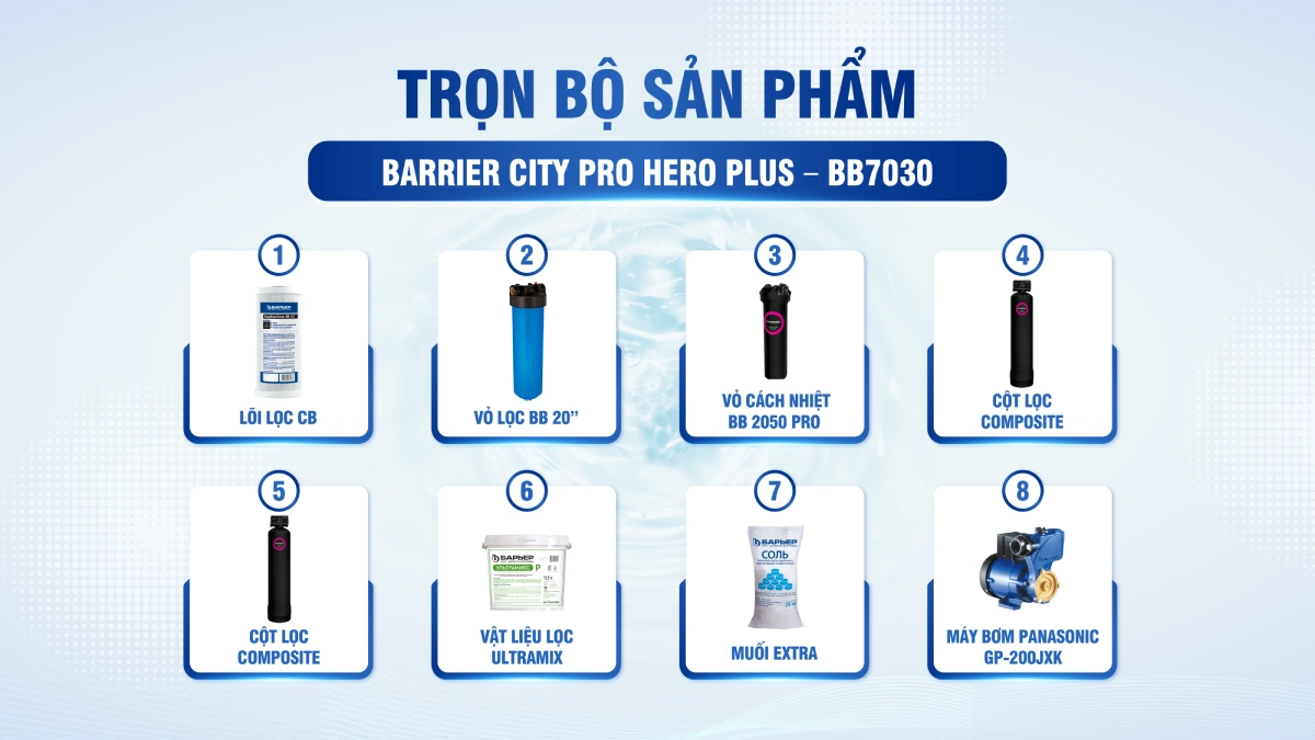 Hệ thống lọc tổng đầu nguồn BARRIER City Pro Hero Plus - Thương hiệu đến từ Châu Âu 7 Trọn bộ hệ thống lọc tổng Barrier City Pro Hero Plus