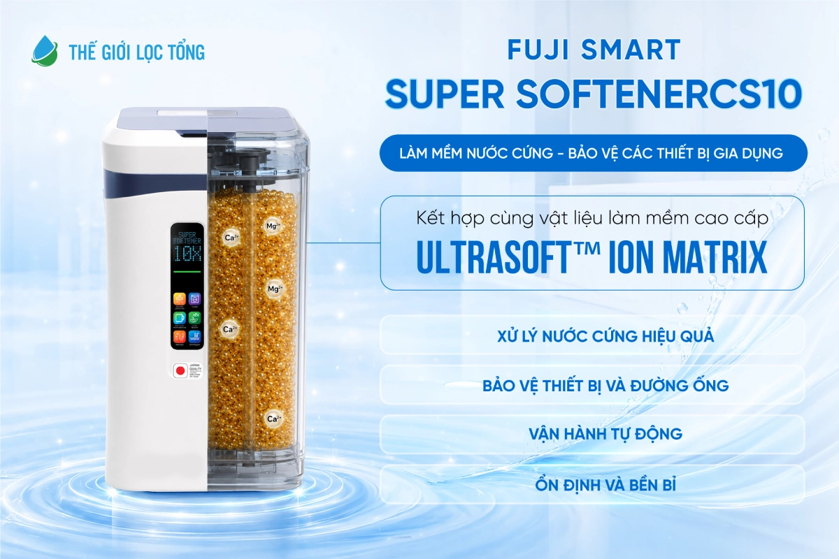 Giải pháp lọc tổng toàn diện Fuji Smart APT200 + Super Softener CS10 dành cho chung cư 7 Vật liệu làm mềm Ultrasoft ion Matrix