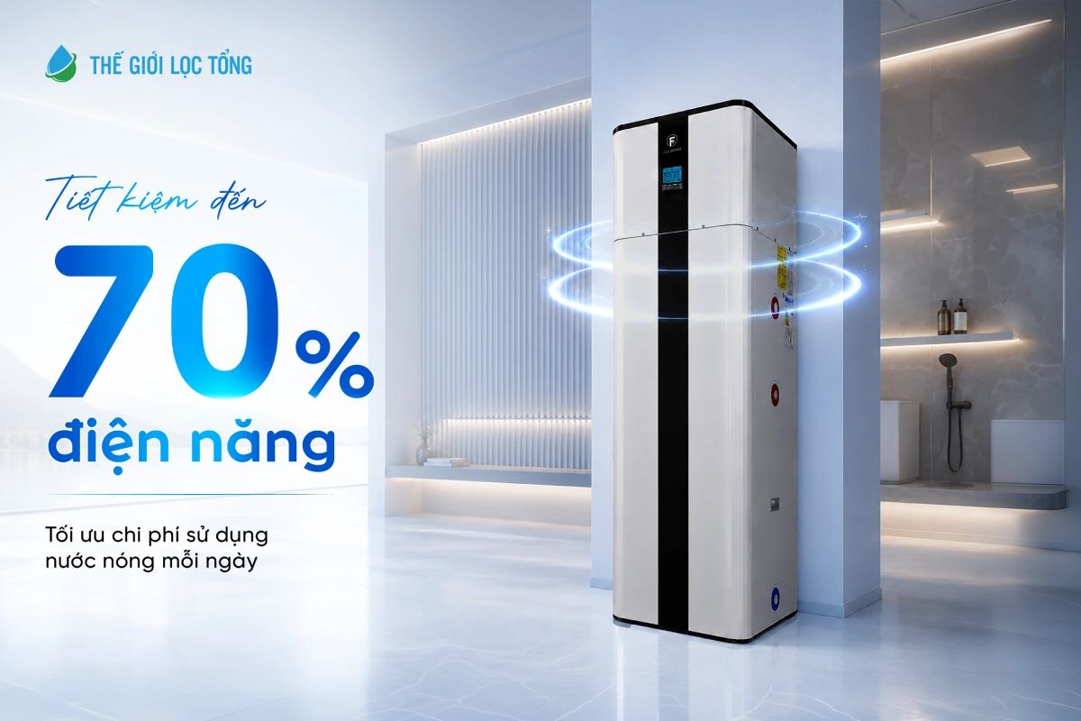 Máy nước nóng bơm nhiệt Heat Pump Fuji Smart H800 6 Máy nước nóng bơm nhiệt trung tâm Fuji Smart H800 giúp tiết kiệm 70% điện năng