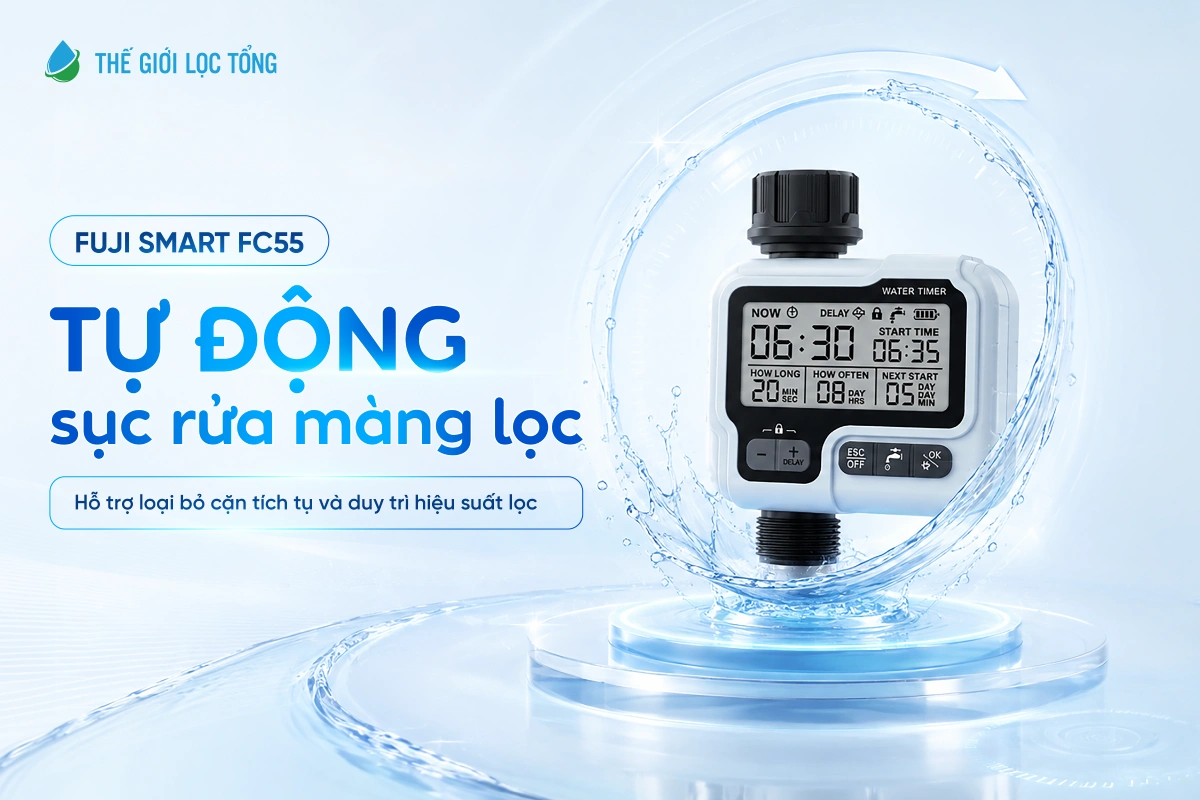 Hệ thống lọc tổng Fuji Smart FC55 được trang bị công nghệ tự động sục rửa thông minh