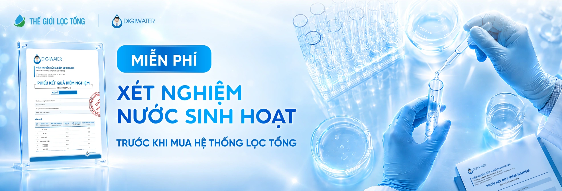 Thế Giới Lọc Tổng - Hệ Thống Phân Phối Lọc Tổng Chính Hãng 16 Dịch vụ xét nghiệm nước miễn phí tại Thế Giới Lọc Tổng