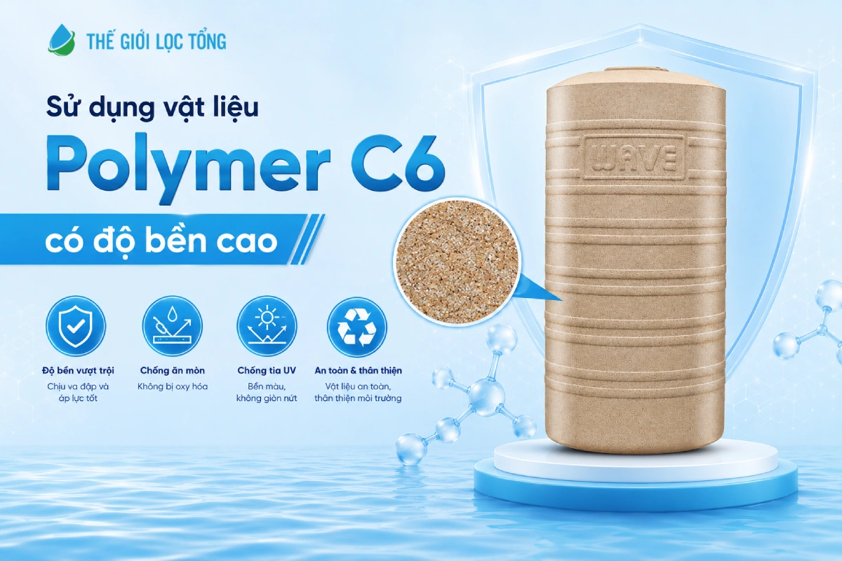 Bồn lưu trữ nước Wavelife WGD - Cách nhiệt, chống rêu dành cho nhà phố 4 Bồn nước Wavelife WGD được sản xuất từ vật liệu Polymer C6