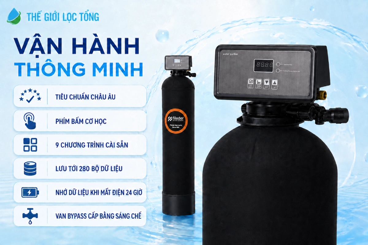 Hệ thống lọc tổng đầu nguồn Fileder FFS X88 | Nhập khẩu trực tiếp từ Đức 5 Van điều khiển thông minh trên hệ thống lọc tổng Fileder FFS X88